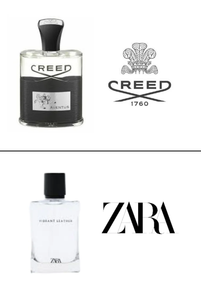 Zara vibrant leather and creed Aventus