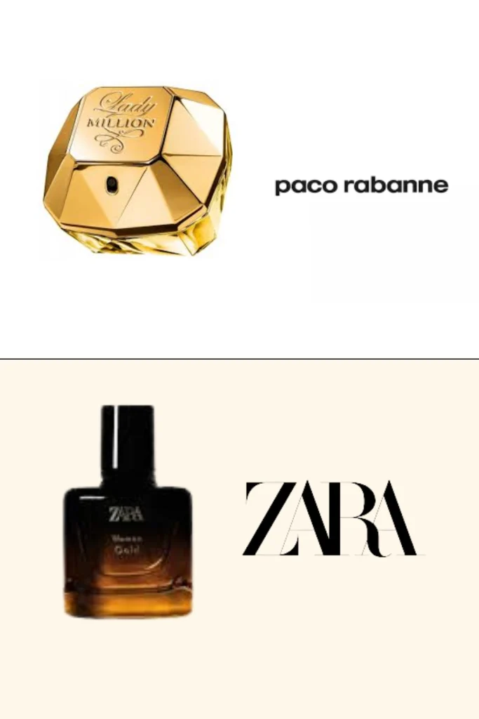 Zara Woman Gold and Paco Rabanne’s Lady Million