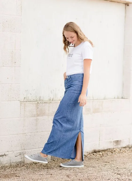 Long Skirt and White Top