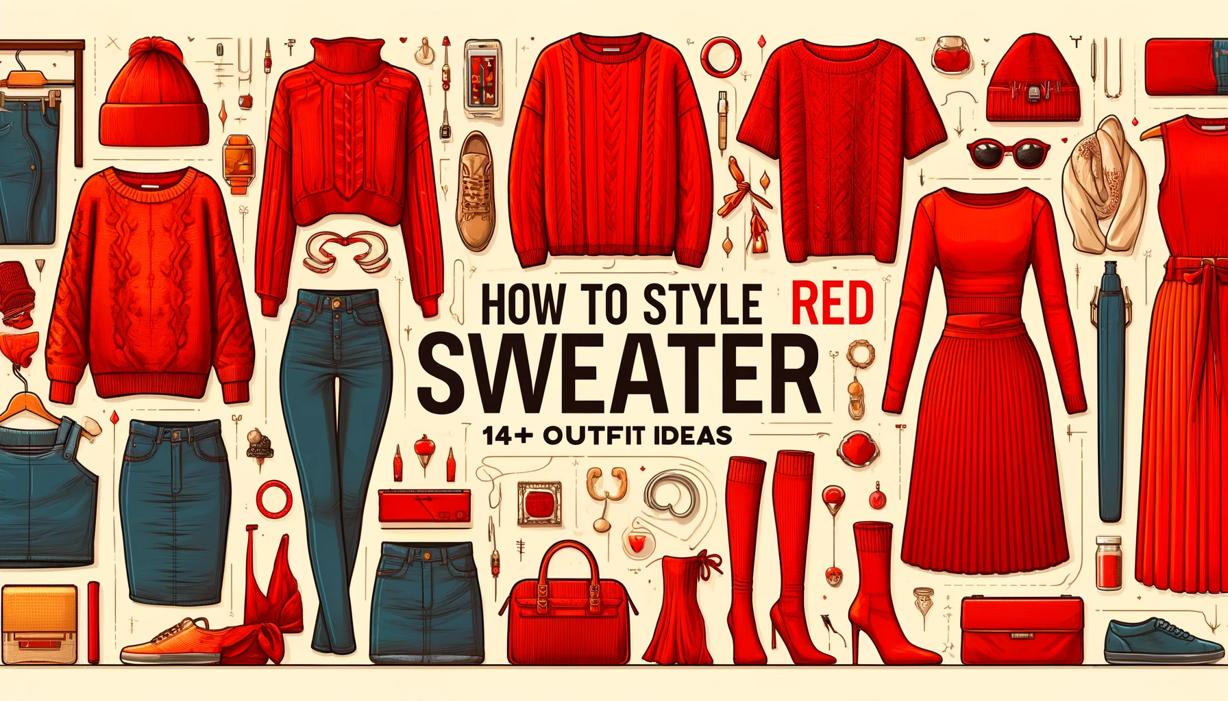 How To Style Red Sweater: 14+ Outfit Ideas 2024