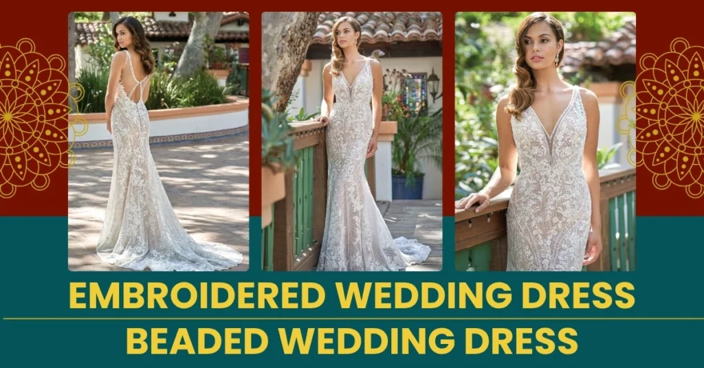 Embroidered Beaded Wedding Dress: